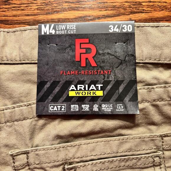 Ariat Low Rise Boot Flame Resistant Khaki Work Pant Cat 2 Size 34/30 NWT - Picture 11 of 16